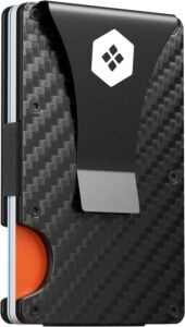 Minimalist Slim Wallet for Men - Carbon Fiber Wallets For Men RFID Blocking - Credit Card Holder with Aluminum Money Clip-min
